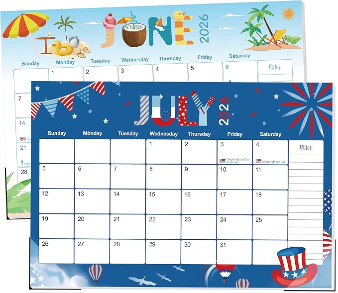 Guasslee Desk Calendar 2026-2027, 19-Month School Year Calendar, 2026 Jun. - 2027 Dec, 17"x11.5" Large Monthly Desk Planner with Corner Protectors, Ample Blocks ＆ Notes for Home Office