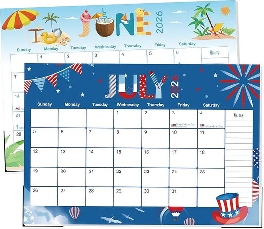Guasslee Desk Calendar 2026-2027, 19-Month School Year Calendar, 2026 Jun. - 2027 Dec, 17"x11.5" Large Monthly Desk Planner with Corner Protectors, Ample Blocks ＆ Notes for Home Office