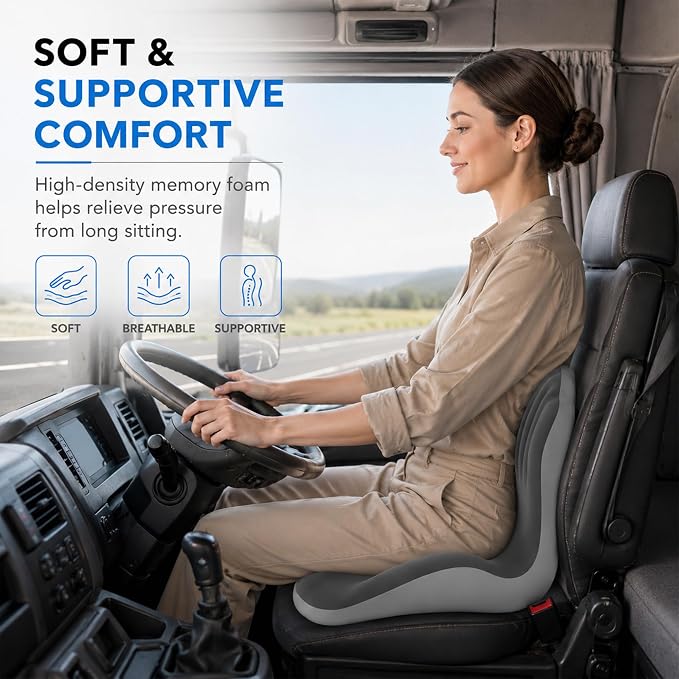 Non-Slip Ergonomic Seat Cushion for Office Chair, High-Density Memory Foam Desk Chair Cushions with Lumbar Support & Tailbone Pain Relief, Breathable Two-Tone Butt Pillow for Car, Gaming Chair