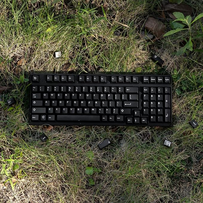 Black WOB Keycaps Doubleshot Cherry Profile 121 Keys Custom Minimalist Keycaps Set for 60% 65% 70% 75% 100% Cherry MX Gateron Kailh Switches Mechanical Keyboards