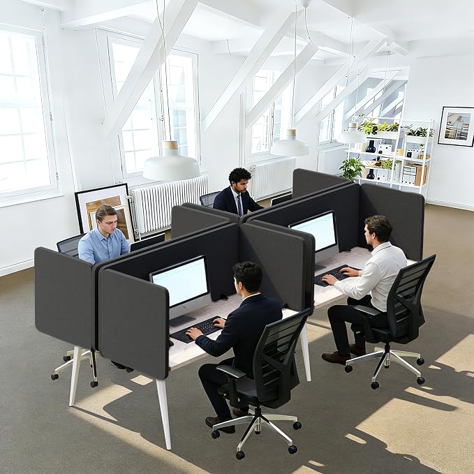 Desk Privacy Panel 24 x 24 Inch,Sound Absorbing & Proof Desk Divider for Office, Clamp-on/Screw-on Acoustic Desk Back Panel Partition, Dark Gray