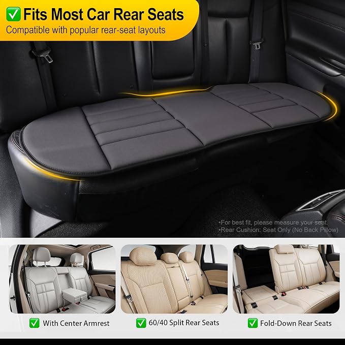 kingphenix 3-Piece Memory Foam Car Seat Cushion Set for Driving Comfort | 2 Front Seat Cushions and 1 Rear Bench Pad, 1.2-Inch Memory Foam, Non-Slip Bottom for Sedan, SUV, Truck and Van, Dark Grey