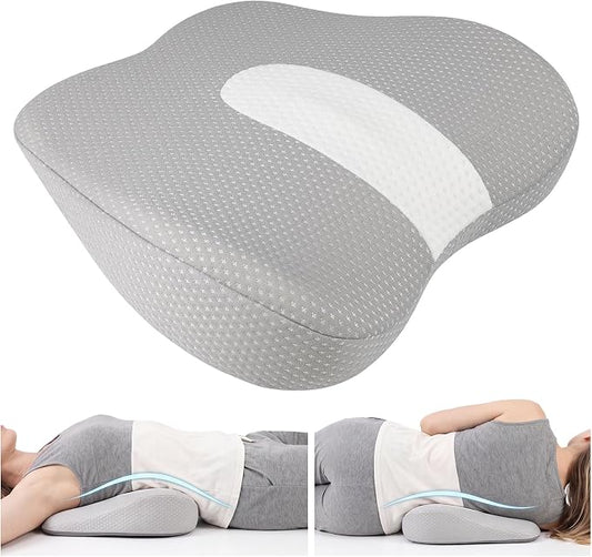 Memory Foam Lumbar Support Pillow for Bed with Ergonomic Wedge Design | Non-slip lower back pillow Back Pain Relief Cushion with Removable cover Elevated Lower Back Pillow for side, back Sleepers