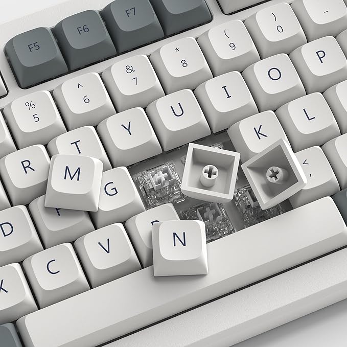 dagaladoo Retro keycaps Japanese Style Double Shot PBT Keycaps Set dye Sublimation Custom Key caps 139keys Grey XDA Profile Key caps Keyboard for Gateron MX Switches Mechanical Keyboard