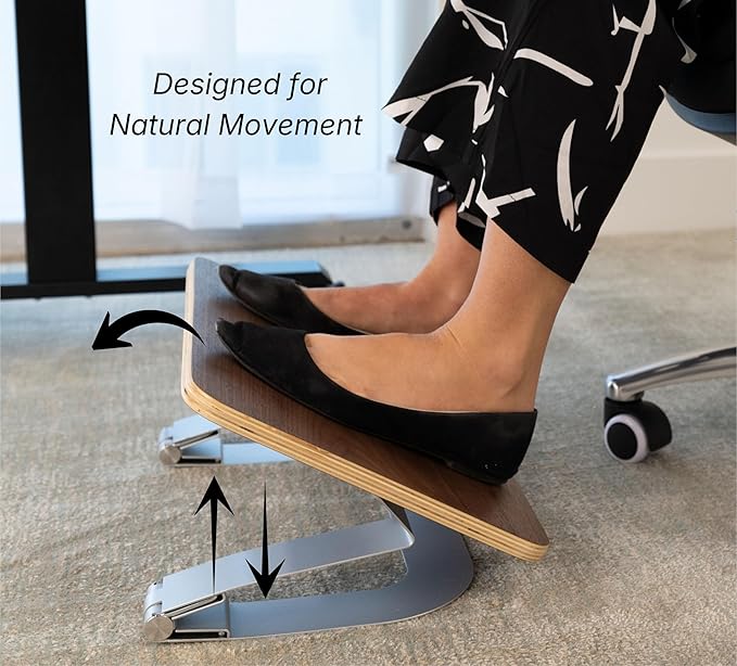 Under Desk Footrest for Active Sitting – Motion Rocking Foot Rest to Bounce & Fidget While You Work – Ergonomic Wooden Desk Foot Rest for Circulation & Focus – Hopper