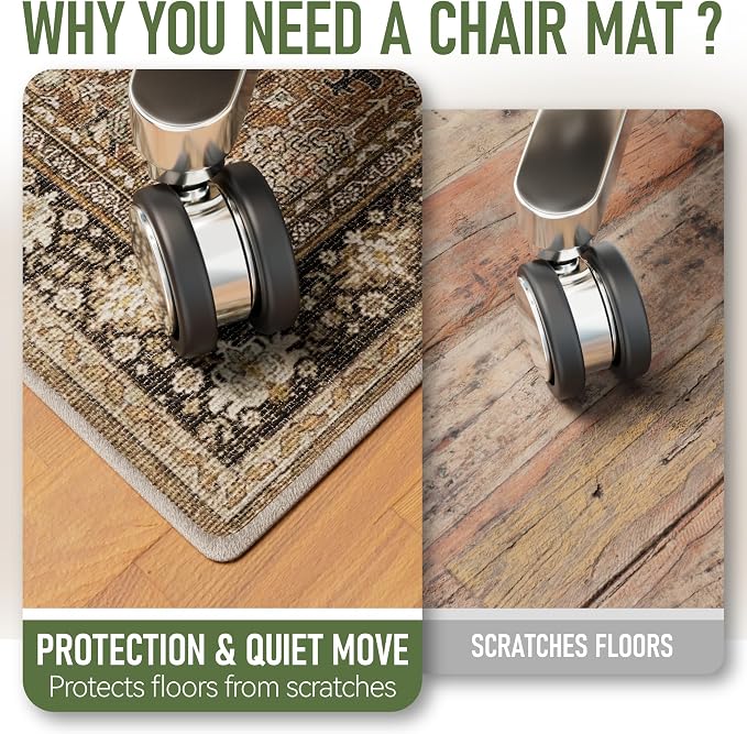 Office Chair Mat for Hardwood Floor, 48"x60" Desk Chair Mat for Home Office, Anti-Slip Under Desk Mat Rug for Rolling Chair,Floor Protector Washable Rugs for Gaming Chairs-Rust
