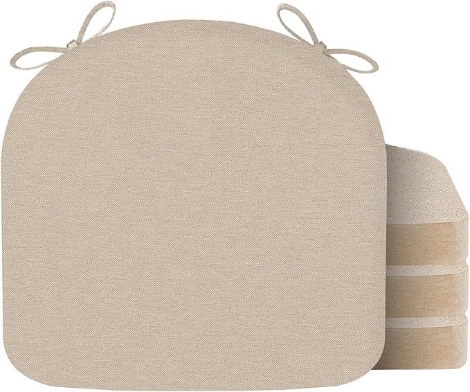 Nordjager Chair Cushions for Dining Chairs, 4 Pack Memory Foam Cushion | 2.5" Thick Chair Cushion; Waterproo Surface with 17" x 16" Size for Kitchen & Dining Chairs, Secure Ties and Washable Cover.