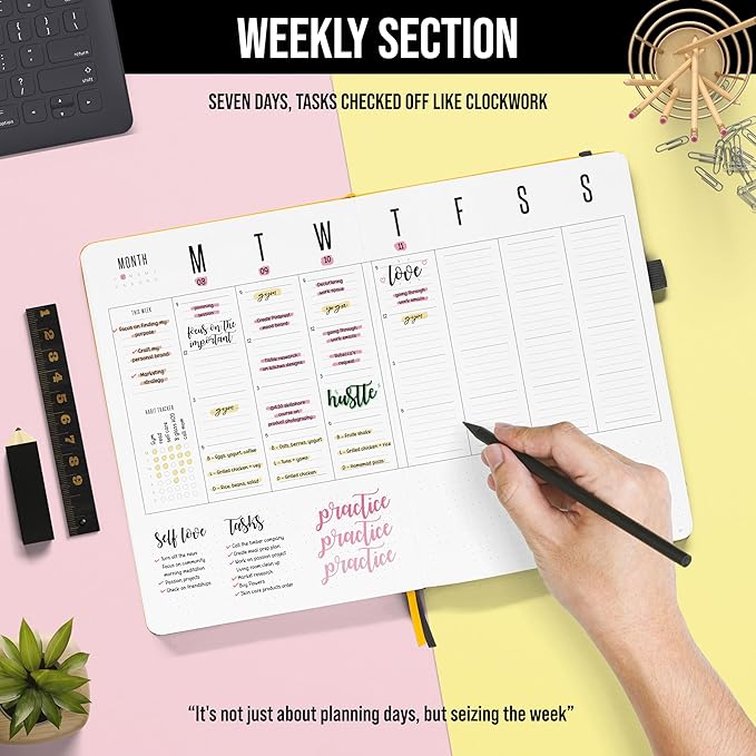 Daily Planner 2026 (Undated) | A5 Dotcross | Your All in One Day Organizer, At A Glance Weekly Agenda, Yearly Calendar Book | Planners for Personal, Professional, Academic & Work Goals and Schedule
