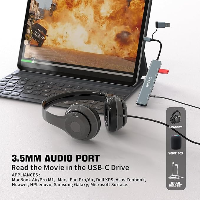 USB Hub,USB C hub multiport Adapter, USB Splitter with 1xUSB 3.0,4xUSB2.0,2 x USB C,USB c hub for MacBook Pro/PC/Laptop/Tablet Devices (Grey 8 in1)