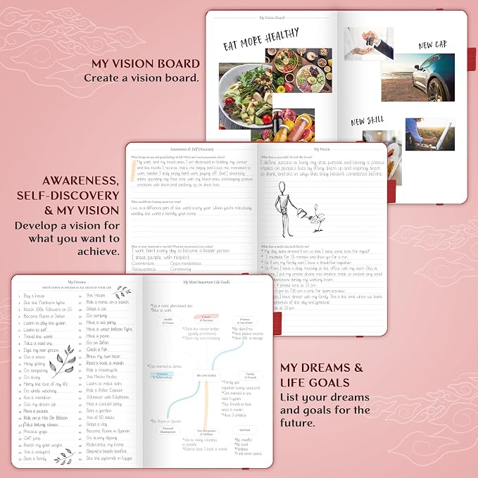 Legend Undated Weekly Planner – Goal Planner Journal & Organizer Notebook – Agenda Book with Monthly Calendar & To-Do List, A5 (Red)