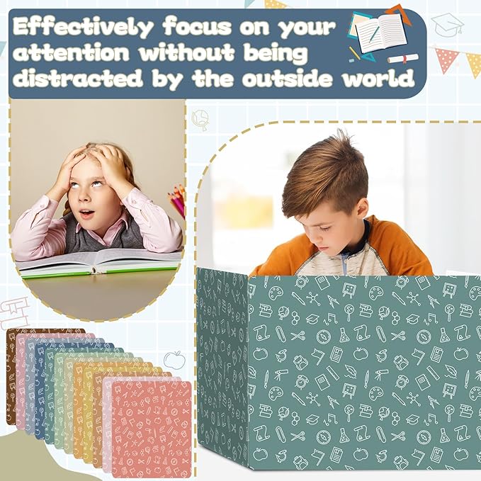 gisgfim 24 Pack Privacy Shields for Student Desk Colorful Desk Dividers Durable Privacy Folders Testing Dividers Shield Study Boards Panel Partition for Classroom Teacher Back to School Supplies