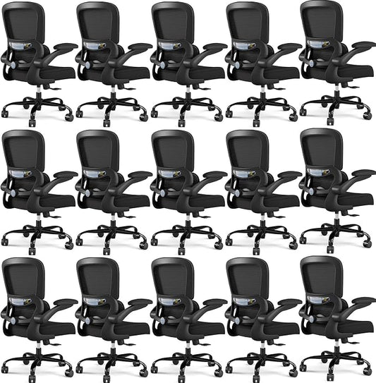 TRALT Office Chair - Ergonomic Desk Chair with Adjustable Lumbar Support, Mesh Computer Chair, Executive Chairs for Home Office Comfortable Lumbar Support Black Pack of 15