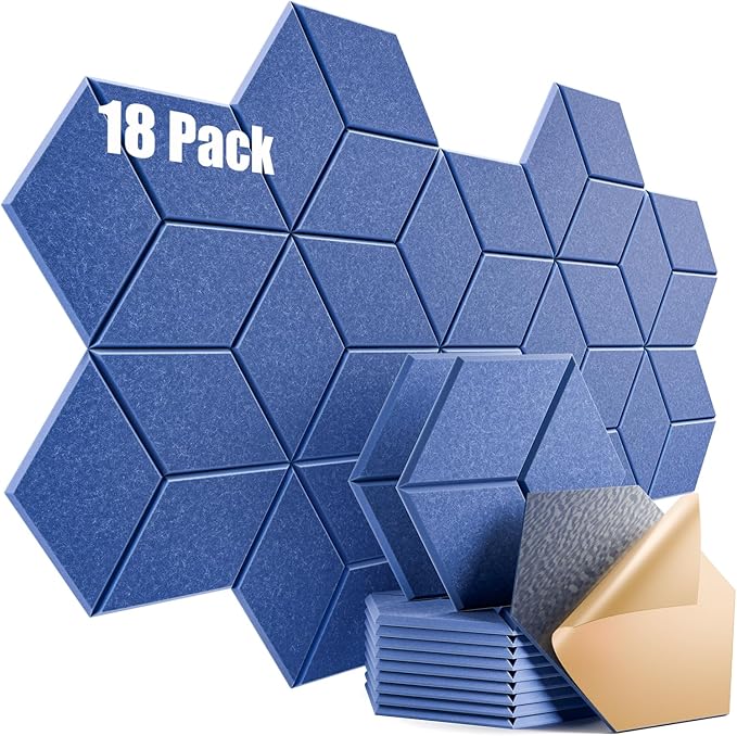 18 Pack Self-Adhesive Acoustic Panels 12" X 10" X 0.4" - Sound Proof Foam Panels for Wall with High Density, Y-Lined Design, Flame Resistant, Absorb Noise and Eliminate Echoes(Sky Blue)