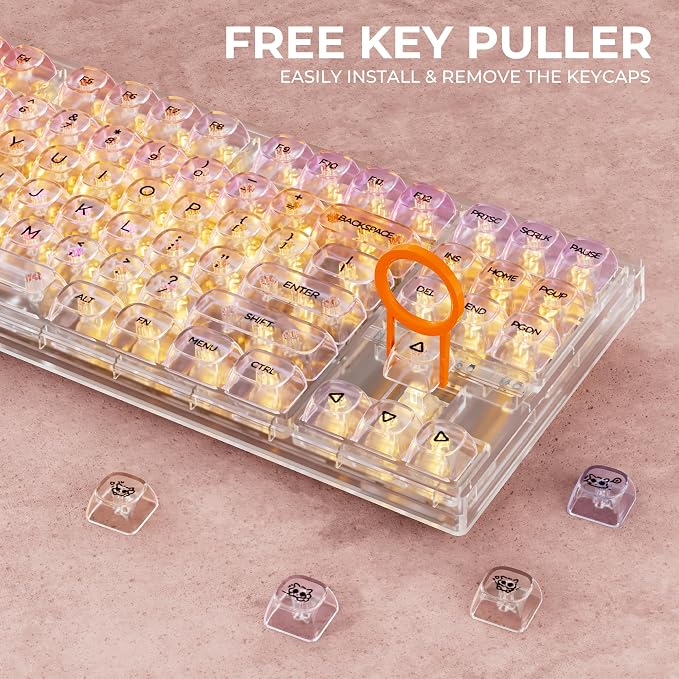 OHY XVX Sunset Purple Gradient Transparent Keycaps, MOA Profile 125 Keys PC Shine-Through Keycaps for MX Mechanical Keyboards