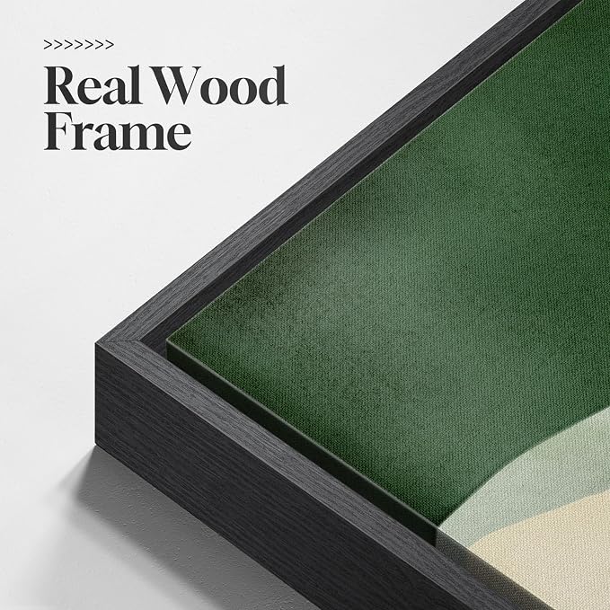 Large Framed Sage Green Abstract Wall Art for Living Room, 3 Piece Modern Canvas Prints Paintings Artwork for Walls, Green Beige Gold Block Pictures Wall Decor for Bedroom Dining Room Office 24x36 In