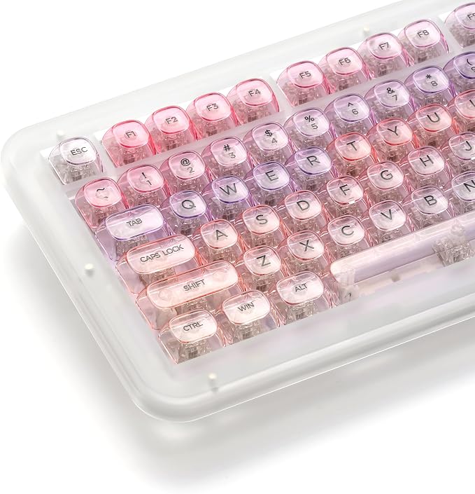 OHY XVX Sunset Purple Gradient Transparent Keycaps, MOA Profile 125 Keys PC Shine-Through Keycaps for MX Mechanical Keyboards