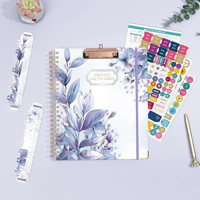 Ospelelf Spiral Undated Daily Planner 8.5 x 11, Weekly Monthly Teacher Academic Yearly 2025-2026, Purple