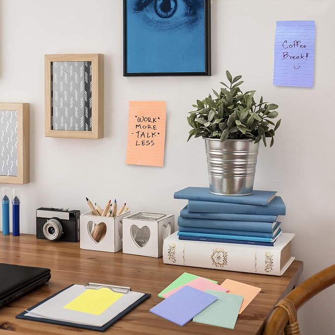 Mr. Pen- Lined Sticky Notes, 4" x 6", 6 Pads, 45 Sheets/Pad, Morandi Color | Sticky Notes with Lines, Ruled Post Stickies, Memo Pads, Self-Stick Note Pad for Office, School, Home, Study