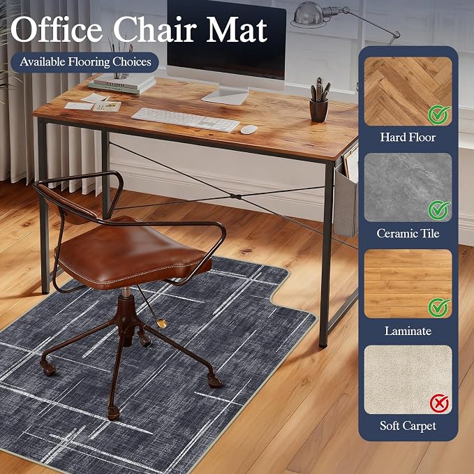 Office Chair Mat for Hardwood Floor & Tile Floor,48"X 60" Heavy Duty Desk Chair Mat for Hard Floors, Under Desk Rug for Rolling Computer Chair,Anti Slip,Low Pile Carpet Protector-Convex