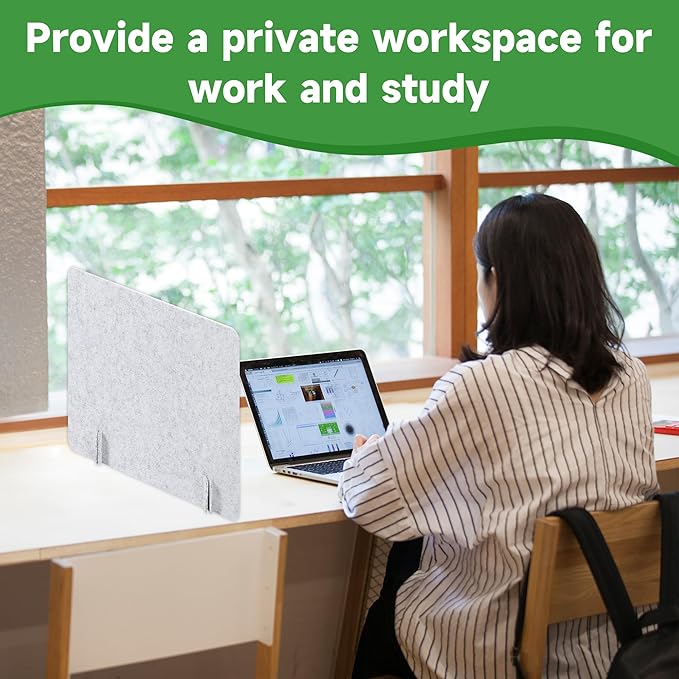Desk Privacy Panel Acoustic Divider Panel Portable Desk Partition Desk Divider Noise Visual Isolate Table Divider for Student Study Office Library (Gray-2, 59" x 23.6")
