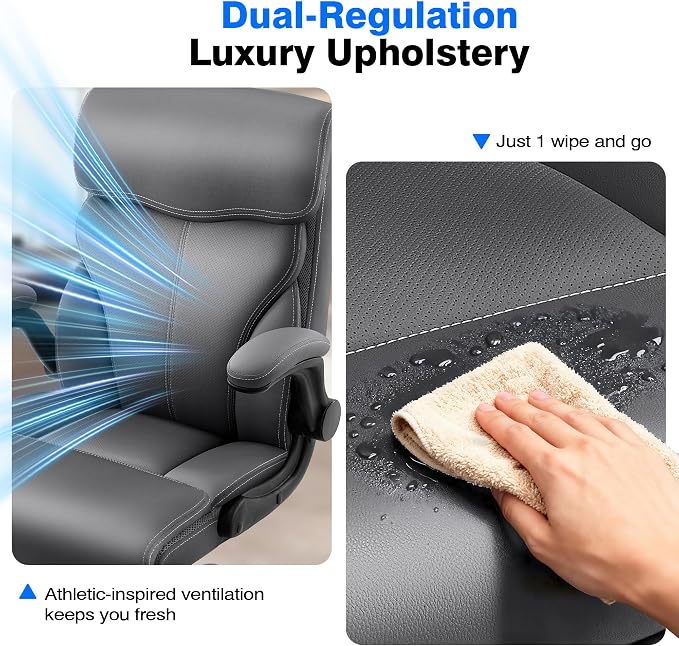 AreShark Leather Office Chair - Executive High Back Ergonomic Desk Chairs | Breathable Computer Chair with Lumbar Support & Rock Function, Rolling Swivel Seat for Working, Studying, Gaming & Relaxing