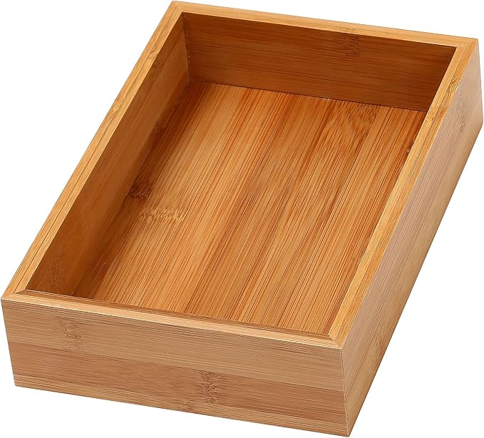 YBM HOME Bamboo Drawer Organizer Storage Box for Kitchen Drawer, Junk Drawer, Office, Bedroom, Children Room, Craft, Sewing, and Bathroom, 6x9x2 inch