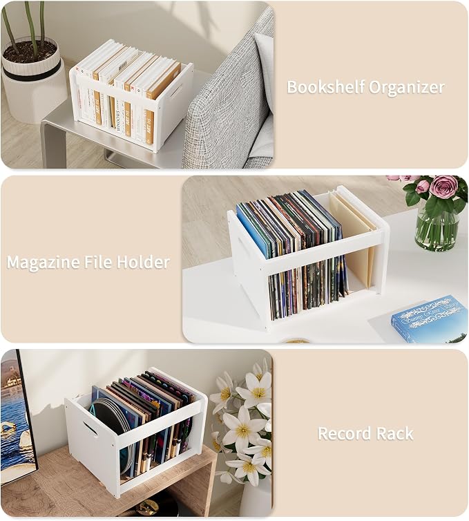 Bamboo Hanging File Organizer, Desk File Box, Open Top, 2 Pack, White | Open-Top Access, 4 Hanging Folders Included, Letter & Legal Files, Sliding Rails, Reinforced Handles, Easy Assembly