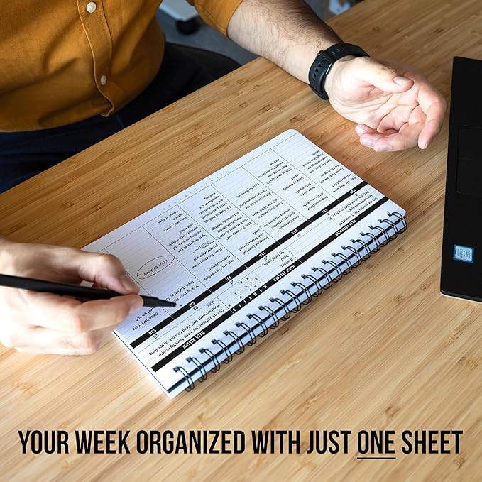 Undated Weekly Planner 2026 | Daily Agenda To Do List Notepad Day Planner Notebook | Monthly School Task, Work Schedule Planners | Yearly Horizontal Calendar Spiral Desk Organizer | Habit Tracker