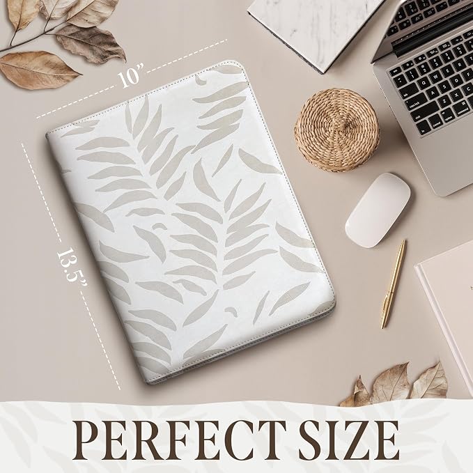 Padfolio for Women, PU Leather Zipper Binder, Beige Portfolio Organizer A4, Design Zipper Padfolio, Aesthetic Portfolio Binder, Portfolio for Ipad or Laptop, Organizer Case, Folder Organizer