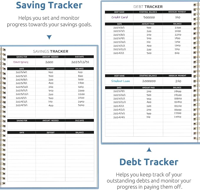 Budget Planner - Monthly Budget Book with Expense Tracker Notebook, Undated Bill Organizer & Finance Planner to Take Control of Your Money, Account Book to Manage Your Finances-Sky Blue