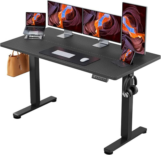 ErGear Height Adjustable Electric Standing Desk, 63 x 28 Inches Sit Stand up Desk, Memory Computer Home Office Desk, Carbon Fiber Black
