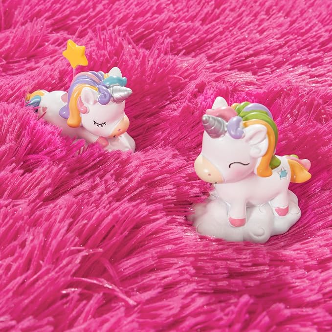 Awaytail Fluffy Rug Runner 2x4, Super Soft Hot Pink Bedside Runner, Non-Slip Hallway Decor