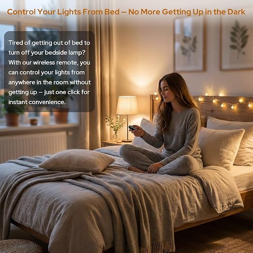 LoraTap Remote Control Outlet: Control Hard to Reach Switches Easily | Holiday Lights Lamps Small Appliances – Black Remote – No Wiring Switch – Plug&Play – 10A/1250W – Old Homes Low-Cost Upgrade