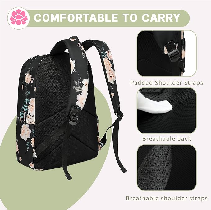 Bluboon Teens Backpack Set Girls School Backpack Lunch Box Pencil Bags Student Bookbags 3 in 1