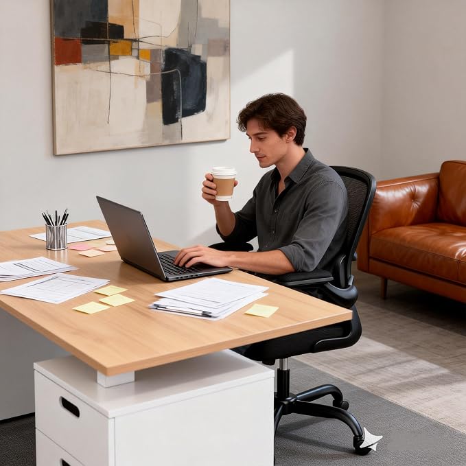 ALLGOD Office Chair Ergonomic Desk Chair, Breathable Mesh Desk Chair Comfy with Lumbar Support, Flip-up Armrests, Computer Chairs Comfortable for Home, Office, Work, Standard, 300Lbs