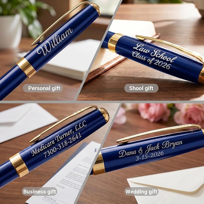 Ancolo Personalized Luxury Ballpoint Pens Writing Set Fancy Nice Gift Pen Set for Friends Executive Business Office - Custom with Your Name or Message with 10 extra Refills