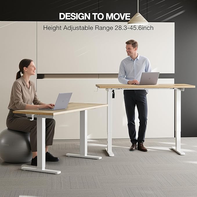 Acrolix Electric Standing Desk, Height Adjustable Home Office Desk with Memory Presets & Cable Management,Oak Sit Stand Desk for Work from Home, Ergonomic Computer Desk (55" x 24")