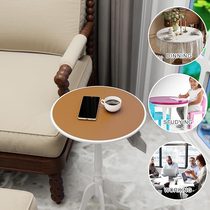 MAIDERN 12 Inch Round Cork & Leather Placemats, Cuttable Size (6-12 Inch), Trimmable Dining Table Mat, Heat Resistant/Non-Slip Table Cover for Kitchen, Office, or Restauran (Brown)