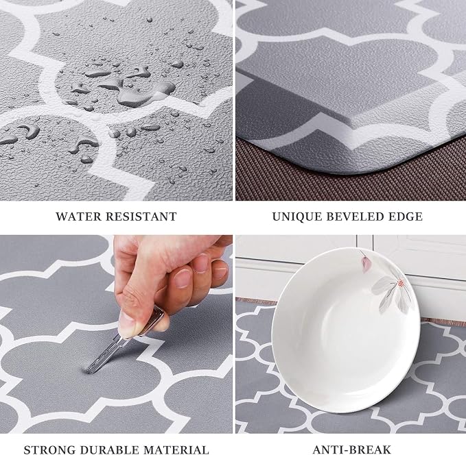 WISELIFE Anti Fatigue Floor Mat - 4/5 Inch Thick Kitchen Mat Non Slip Waterproof Heavy Duty Ergonomic Comfort Mat Durable for Home, Office, Sink, Laundry,(20" x 32", Grey)