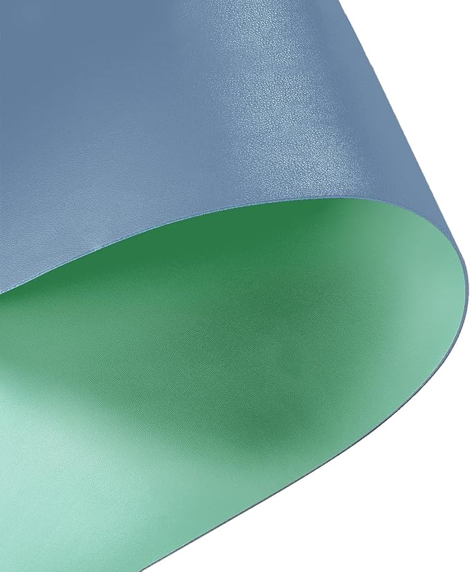 Faux Leather Table Cover,1.8mm Thick,24x60 Inch Desk Cover,Large Desk Mat,Table Protector,Table Cover Protector,Desk Protector,Table Pad,(Grayish Blue+Dark Green,24x60)