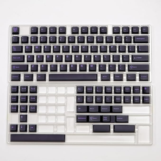 Sumgsn 114 Keys Translucent Keycaps Cherry Profile Doubleshot Black Purple Keycap Set Fit for 60% 65% 75% Cherry Mx Switches Mechanical Keyboards