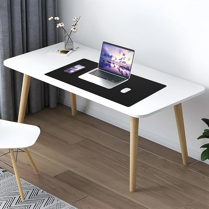 AFIING Desk Mat, Black, 31.5" x 17", Cork Desk Pad Protector | Dual-Sided Cork & PU Leather, Waterproof, Non-Slip for Mouse Pad, Office, Home & Writing
