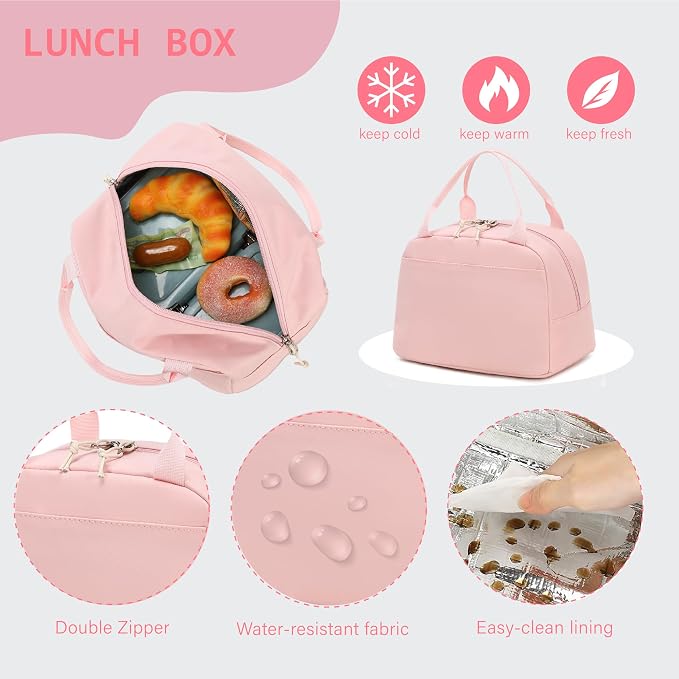 Bluboon Teen Girls School Backpack Kids Bookbag Set with Lunch Box Pencil Case Travel Laptop Backpack Casual Daypacks (Pink Set -3)