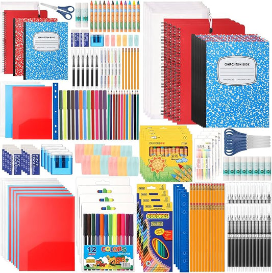 Gilprop 4 Set 2026 School Supplies Kit, 47 Pcs Per Set Back to School Supplies Primary Middle College Bundle Essential Stuff Bulk Pen Notebook Stationery for Kid Student Girl Teen Classroom Boy