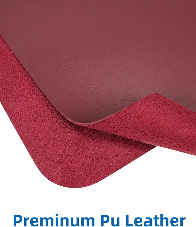 Leather Desk Pad Protector, Mouse Pad, Office Desk Mat, Non-Slip PU Leather Desk Blotter, Large Desk Mat, Waterproof Keyboard Mat for Office/Home/Decor (Burgundy Red, 48" x 17")