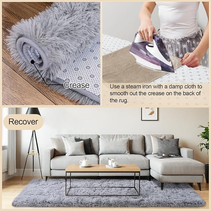 Mugorn Small Soft Shag Rugs for Bedroom, 4x6 Fluffy Area Rugs for Living Room