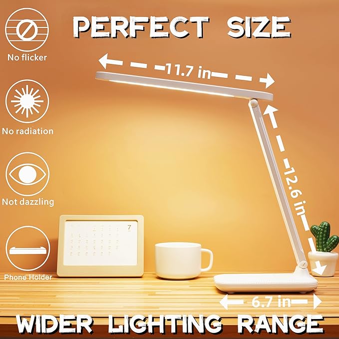 Led Desk Lamp Dimmable Desk Light Reading Lamp 3 Lighting Modes, Eye Protection Accessories, Study Desk Lamp Equipped USB Charger Suitable for Home Office is for Gift Giving