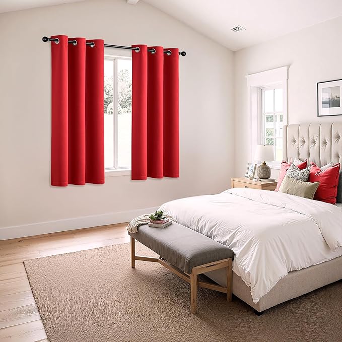 MIULEE Blackout Curtains for Bedroom Living Room 2 Panels, Thermal Insulated Room Darkening Drapes Grommet Noise Reducing Light Blocking Window Treatments 54 Inches Long 40x54 Inch Christmas Red