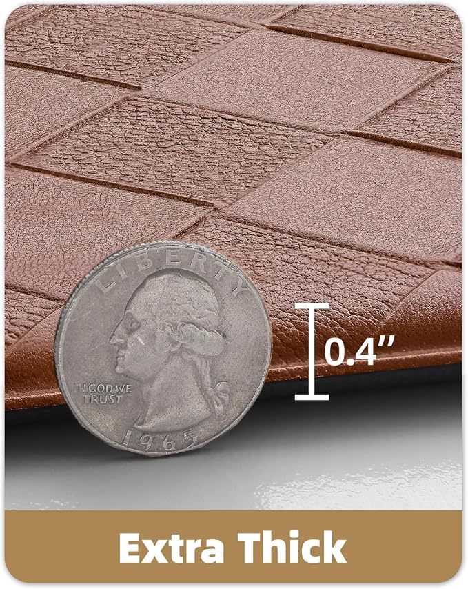 Color&Geometry Checkered Narrow Kitchen Floor Mat Anti Fatigue 17x47, Brown | Waterproof & Oil Proof, Easy Clean PVC Kitchen Rug For Busy Family, 0.4in Thick Cushion For Long Standing, Non Slip