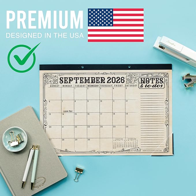 Hadley Designs Large Teacher Desk Calendar 2026-2027 - Desktop Calendar 2026, 18-Month Desk Calendars for Home, Office & Classroom, Cute Classroom Must Haves, Back to School Teacher Gifts